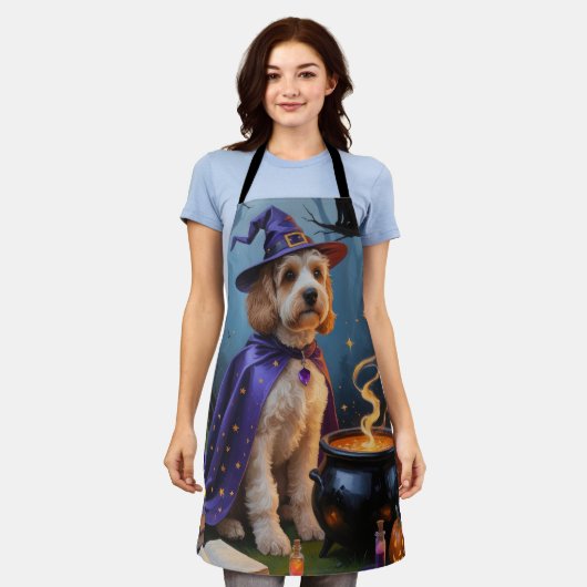 Cockapoo Dog Whimsical Halloween Malerei Schürze (Getragen)