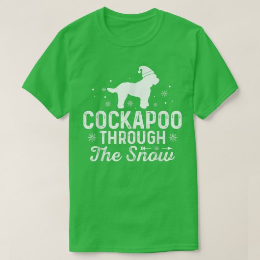 Cockapoo durch den Schnee Funny Christmas Neujahr T-Shirt (Design vorne)