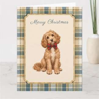 Cockapoo Frohe Weihnachten Tartan Karte