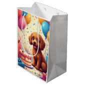 Cockapoo-Geburtstagsfeier Mittlere Geschenktüte (Rückseite Schrägansicht)