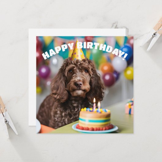 Cockapoo Geburtstagsparty Karte (Vorderseite/Rückseite Beispiel)