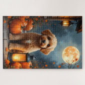 Cockapoo-Gemütliches-Farmhouse-Halloween-Kunstwerk Puzzle (Horizontal)