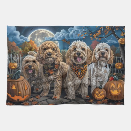 Cockapoo Halloween Gruselig Geschirrtuch (Horizontal)