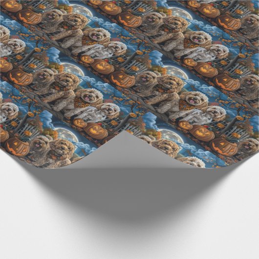 Cockapoo Halloween Spooky Geschenkpapier (Ecke)