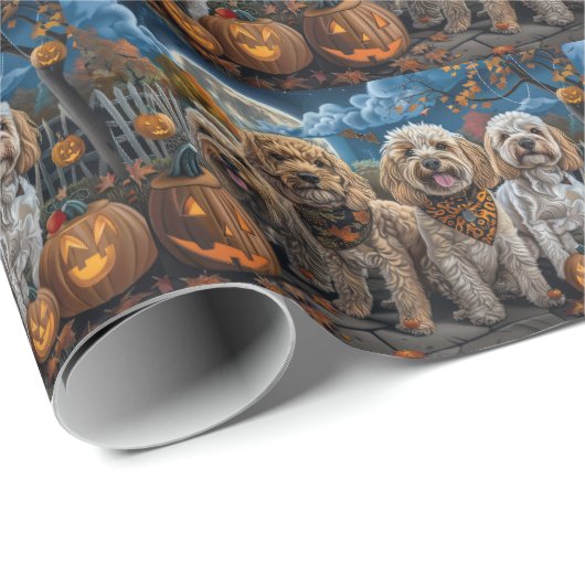 Cockapoo Halloween Spooky Geschenkpapier (Rolleneckpunkt)