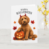 Cockapoo Halloween Teufelshund Karte (Gelbe Blume)