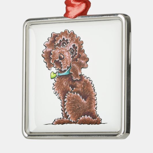 Cockapoo Heart Collar Silbernes Ornament (Links)