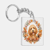 Cockapoo-Herbstkranz Schlüsselanhänger (Vorderseite links)