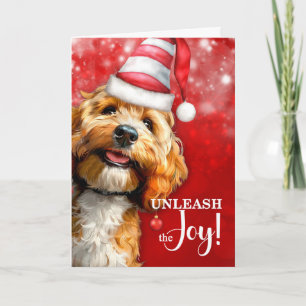 Cockapoo Hund entfalte die Weihnachtsfreude Feiertagskarte
