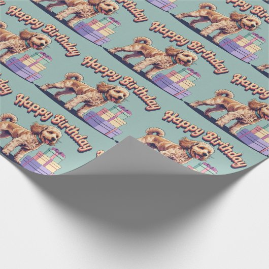 Cockapoo Hund farbenfroh Geschenkpapier (Ecke)