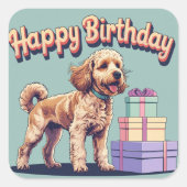 Cockapoo Hund farbenfroh Quadratischer Aufkleber (Vorderseite)