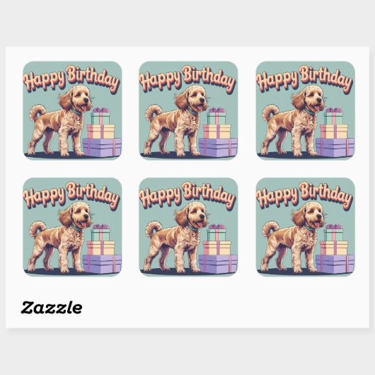 Cockapoo Hund farbenfroh Quadratischer Aufkleber (Blatt)