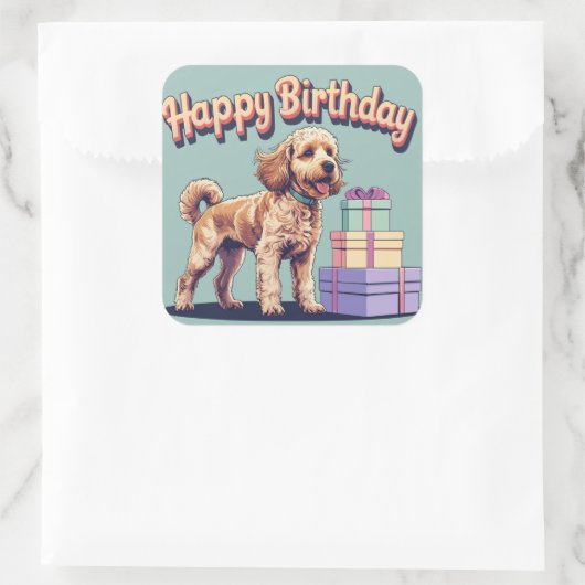 Cockapoo Hund farbenfroh Quadratischer Aufkleber (Tasche)