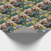 Cockapoo-Hund-Frühlingsblumen-Malerei Geschenkpapier (Ecke)