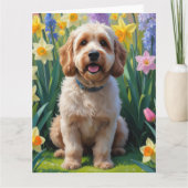 Cockapoo-Hund Frühlingsblumen Malerei Karte (Vorderseite)
