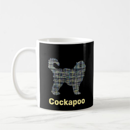 Cockapoo Hund Gelb- und Schwarz-Gitter-Linie Kaffeetasse (Links)