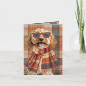 Cockapoo-Hund Herbst-Kariert Monogrammiert Karte (Vorderseite)