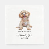 Cockapoo Hund ich liebte ihre erste Hochzeit Serviette (Vorderseite)