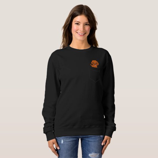 Cockapoo-Hund im Pockapoo Sweatshirt (Vorne ganz)