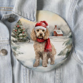 Cockapoo Hund im Schnee Weihnachten Button (Beispiel)
