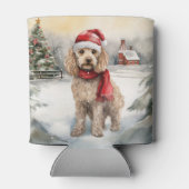 Cockapoo Hund im Schnee Weihnachten Dosenkühler (Rückseite)