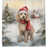 Cockapoo Hund im Schnee Weihnachten Duschvorhang (Vorderseite)
