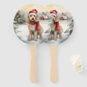 Cockapoo Hund im Schnee Weihnachten Fächer (Vorne und Hinten)