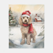 Cockapoo Hund im Schnee Weihnachten Fleecedecke (Vorderseite)