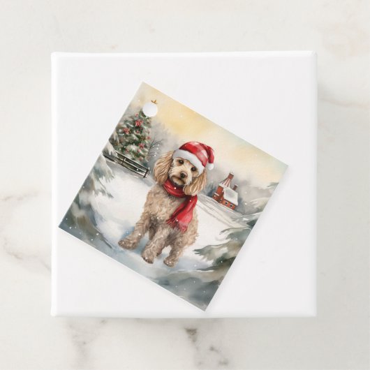 Cockapoo Hund im Schnee Weihnachten Geschenkanhänger (Beispiel)