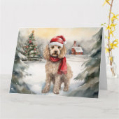 Cockapoo Hund im Schnee Weihnachten Karte (Gelbe Blume)