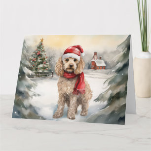 Cockapoo Hund im Schnee Weihnachten Karte