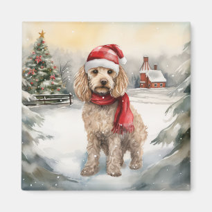 Cockapoo Hund im Schnee Weihnachten Magnet