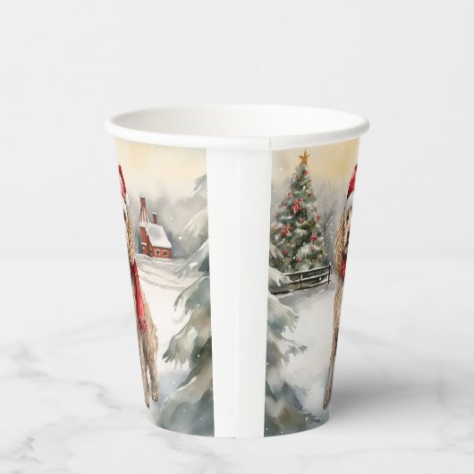 Cockapoo Hund im Schnee Weihnachten Pappbecher (Rechts)