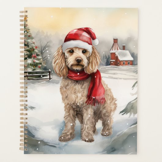Cockapoo Hund im Schnee Weihnachten Planer (Vorderseite)