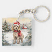 Cockapoo Hund im Schnee Weihnachten Schlüsselanhänger (Rückseite)