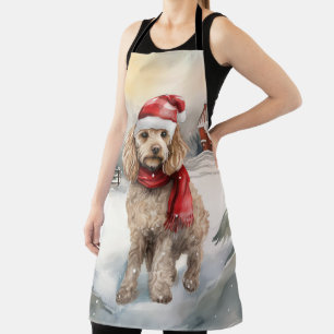 Cockapoo Hund im Schnee Weihnachten Schürze