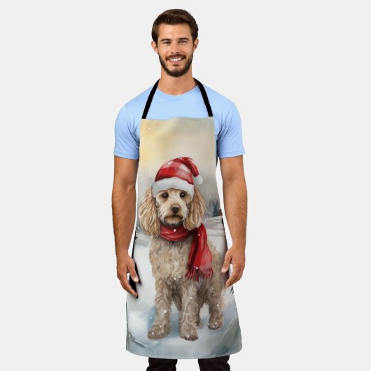 Cockapoo Hund im Schnee Weihnachten Schürze (Getragen)