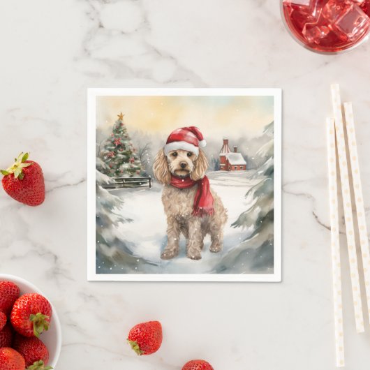 Cockapoo Hund im Schnee Weihnachten Serviette (Beispiel)