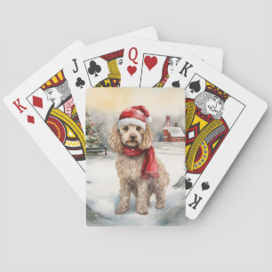 Cockapoo Hund im Schnee Weihnachten Spielkarten