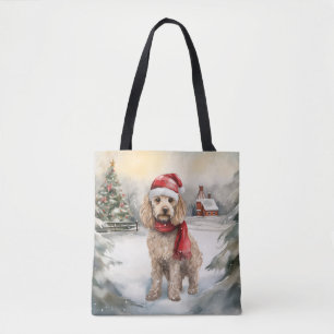 Cockapoo Hund im Schnee Weihnachten Tasche