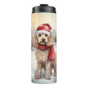 Cockapoo Hund im Schnee Weihnachten Thermosbecher