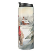 Cockapoo Hund im Schnee Weihnachten Thermosbecher (Nach rechts gedreht)