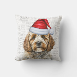 Cockapoo Hund in einer Weihnachtsmannmütze Weihnac Kissen