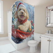 Cockapoo Hund in Sledge Lass es Schnee Weihnachten Duschvorhang (Beispiel)