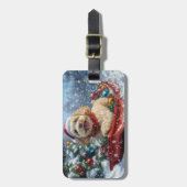 Cockapoo Hund in Sledge Lass es Schnee Weihnachten Gepäckanhänger (Vorderseite vertikal)