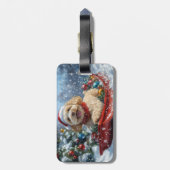 Cockapoo Hund in Sledge Lass es Schnee Weihnachten Gepäckanhänger (Rückseite vertikal)