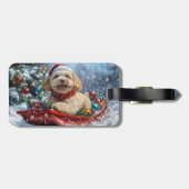 Cockapoo Hund in Sledge Lass es Schnee Weihnachten Gepäckanhänger (Rückseite horizontal)