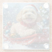 Cockapoo Hund in Sledge Lass es Schnee Weihnachten Glasuntersetzer (Rückseite)