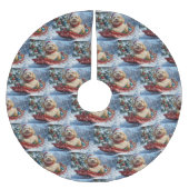 Cockapoo Hund in Sledge Lass es Schnee Weihnachten Polyester Weihnachtsbaumdecke (Vorderseite)