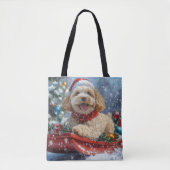 Cockapoo Hund in Sledge Lass es Schnee Weihnachten Tasche (Vorderseite)